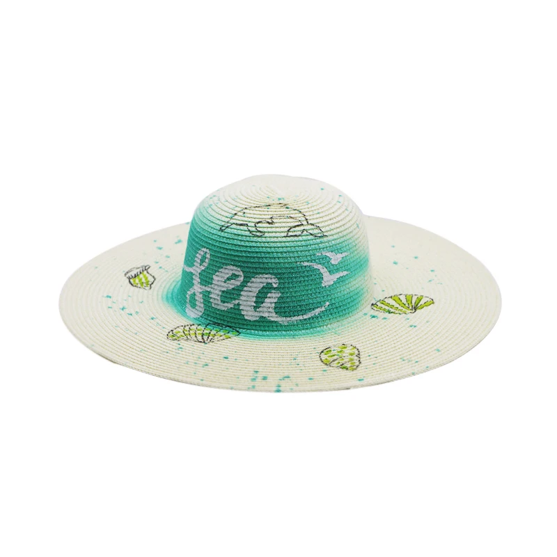 Spring And Summer Hand-Woven Straw Hat Letters Small Fresh Print Seaside Holiday Shell Conch Beach Visor | Аксессуары для одежды