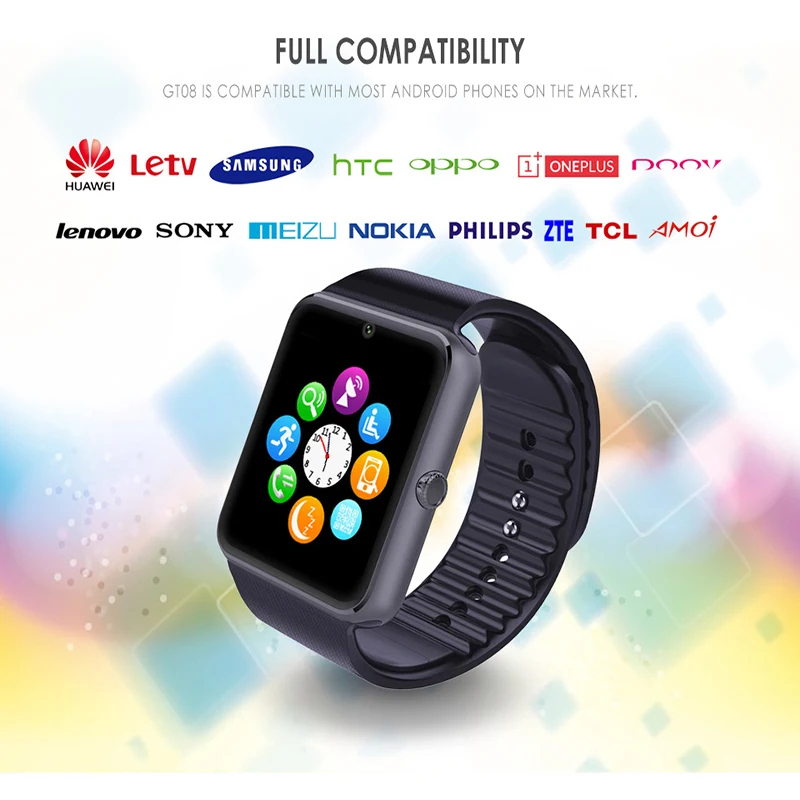 GT08 Смарт часы Bluetooth наручные часы для мужчин Smartwatch спорт телефон часы Android Поддержка Sim TF карта для samsung iPhone sony TCL