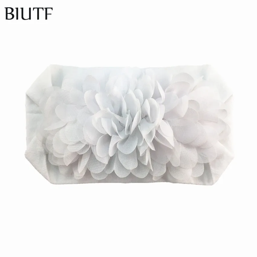 1 шт./лот 8,5 см широкая нейлоновая эластичная заставка с тройным 7 см шифоновым цветком для детей великолепные головные уборы аксессуары HB075 - Цвет: 13-white