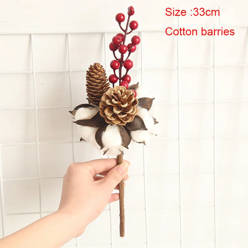 33cm cotton barries 7 стилей, в скандинавском стиле, искусственный цветок из хлопка, имитация цветка, сделай сам, свадебное украшение, искусственный цветок для дома, вечерние, для офиса - Цвет: 33cm cotton barries