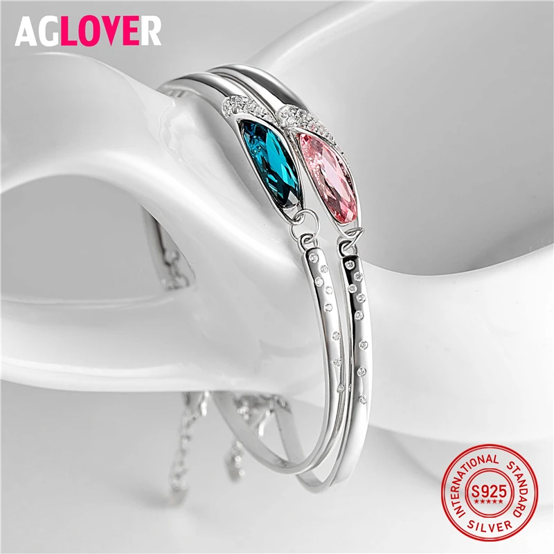 Браслеты с австрийскими кристаллами из твердого стерлингового серебра 925 пробы