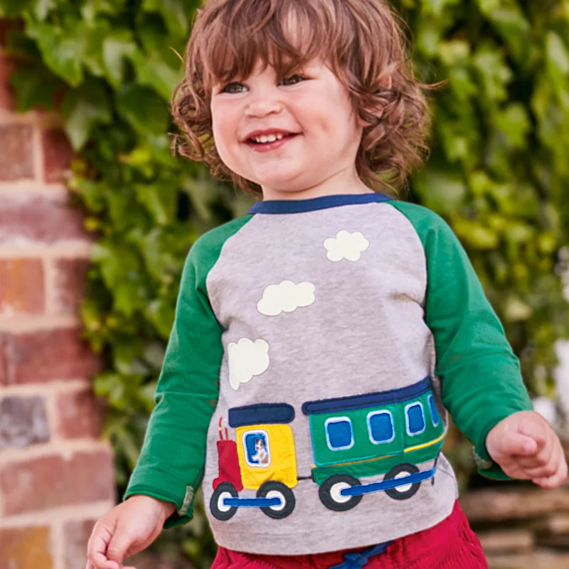Little maven children brand baby boy clothes autumn boys cotton long sleeve tops cloth train t shirt 51533