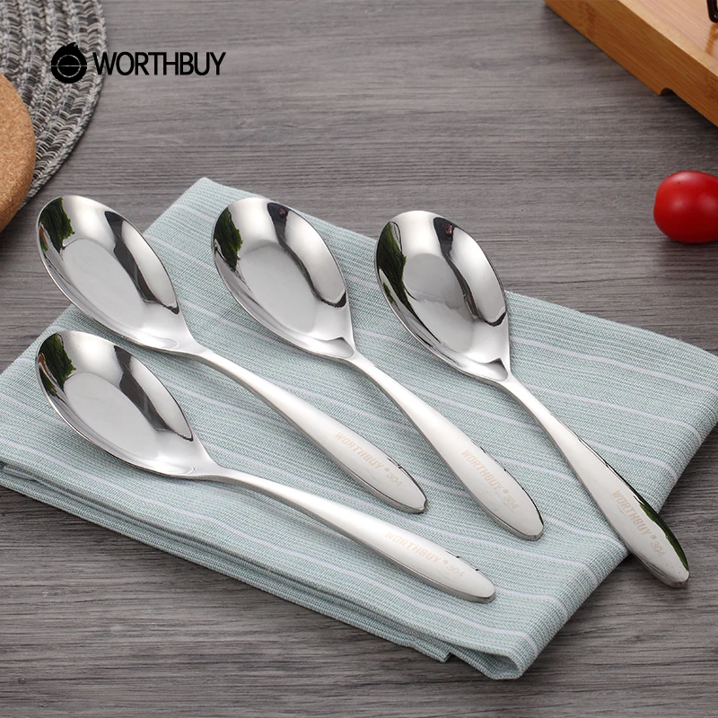 WORTHBUY 4 шт./компл. набор кухонных столовых ложек с длинной ручкой 304 десертный
