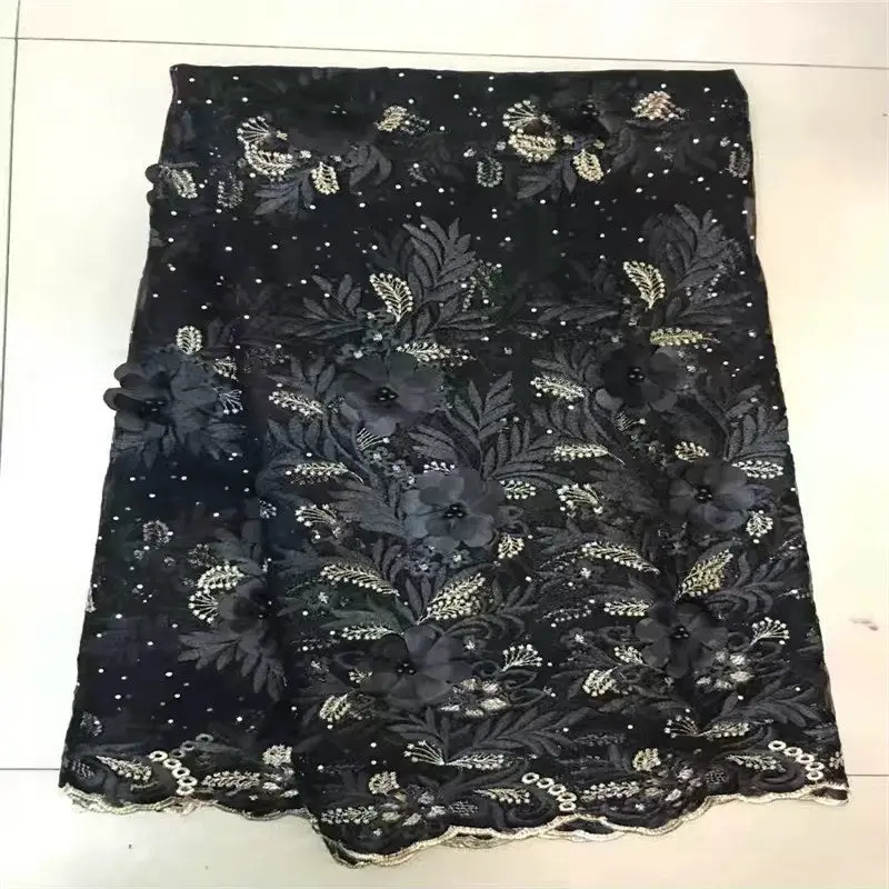 Tulle Fabric Lace High Quality Latest African Laces 2017 With Beads Nigerian French Net For Party Fabrics mesh | Дом и сад