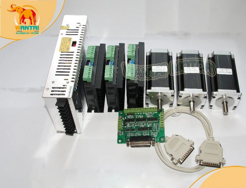 Wantai Nema23 двойной вал 57BYGH115-003B шаговый двигатель 3Nm 425oz-in и Драйвер DQ542MA 50V 4.2A CNC Rounter KIT