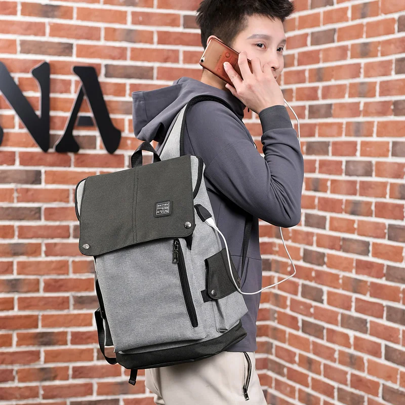 

2021 New Fashion Men's 15inch Laptop Backpacks Polyester Leisure Travel backpack Male Multifunction USB charging Mochila