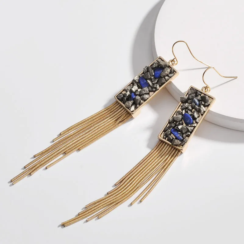 2019 модные длинные геометрический Прямоугольник Серьги Женский натуральный