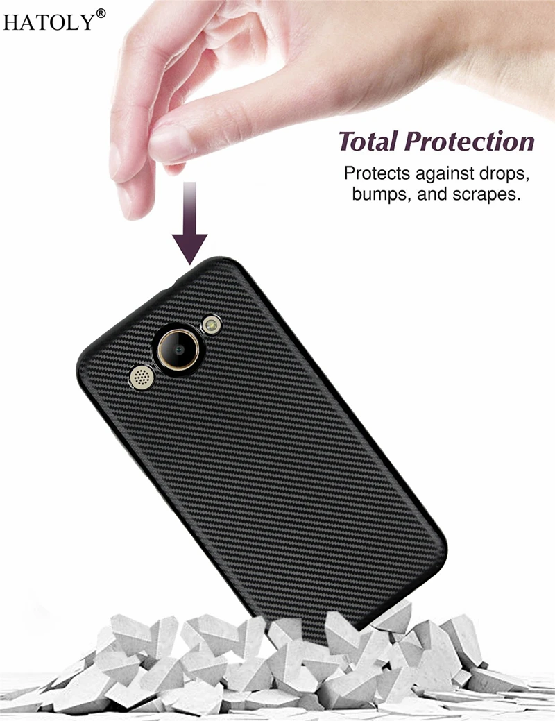 HATOLY For Fundas Huawei Y3 2017 Case Y5 Lite Ultra-thin Soft TPU Carbon Fiber Back Cover for CRO-L22 |