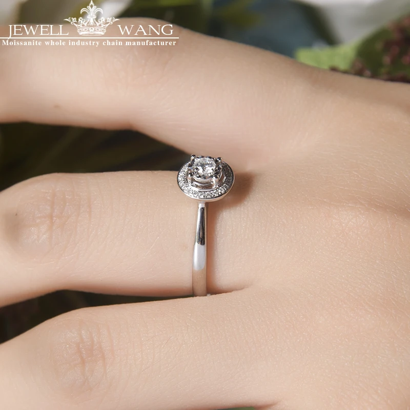 

JEWELLWANG 2 Carat Effect Diamond Rings 18K White Gold Carat Classic Round Light Luxury Engagement Fine Diamond Rings For Women