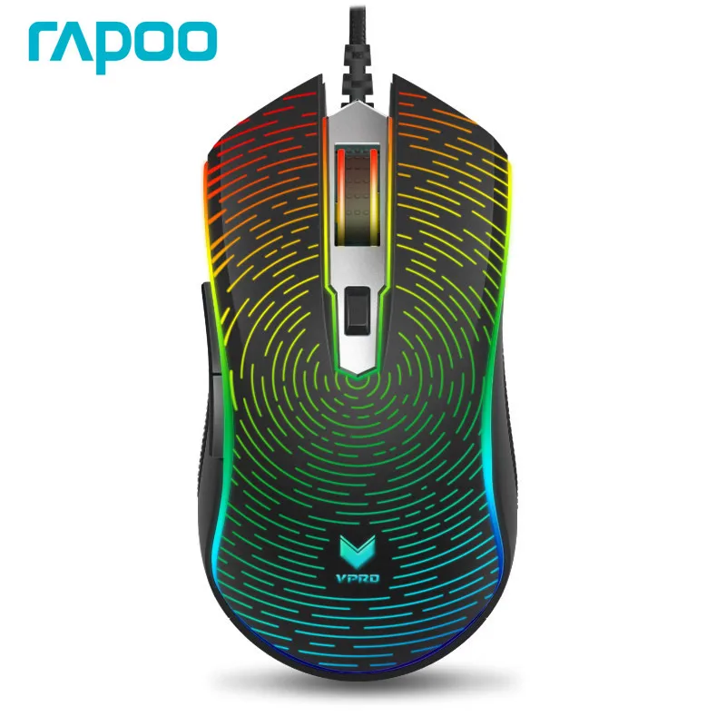 Rapoo V25S 7000 DPI 7 программируемых кнопок Оптический сенсор P3320 RGB подсветка оптическая