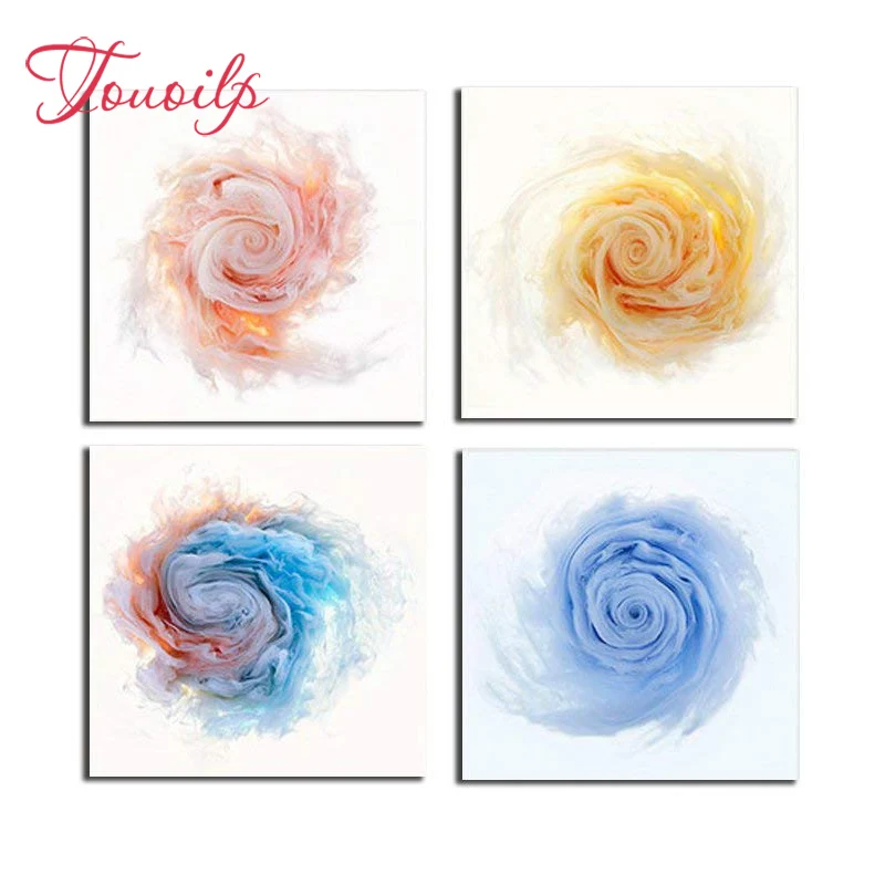 diamond Painting 4pcs/set Colorful Smoke Red Blue Yellow Color full mosaic picture of rhinestones Embroidey cross-stitch | Дом и сад