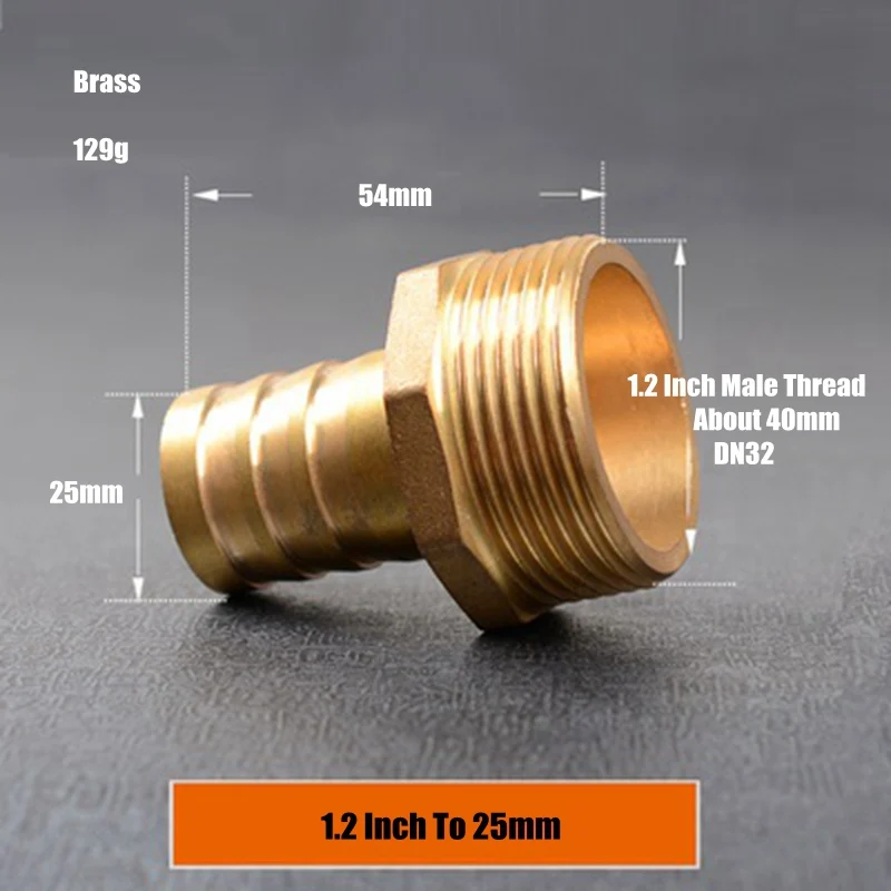 

3pcs 1 1/4" 1.2 Inch Male Thread To 25mm Pagoda connector Copper/Brass Industry Aquarium irrigation Solar heater Pipe Joint