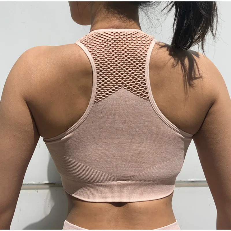 Imlario Sexy Push Up Seamless Yoga Bra Women High Impact Gym Fitness Crop Top Evelet Compression Wirefree Sports Mesh Activewear | Спорт и