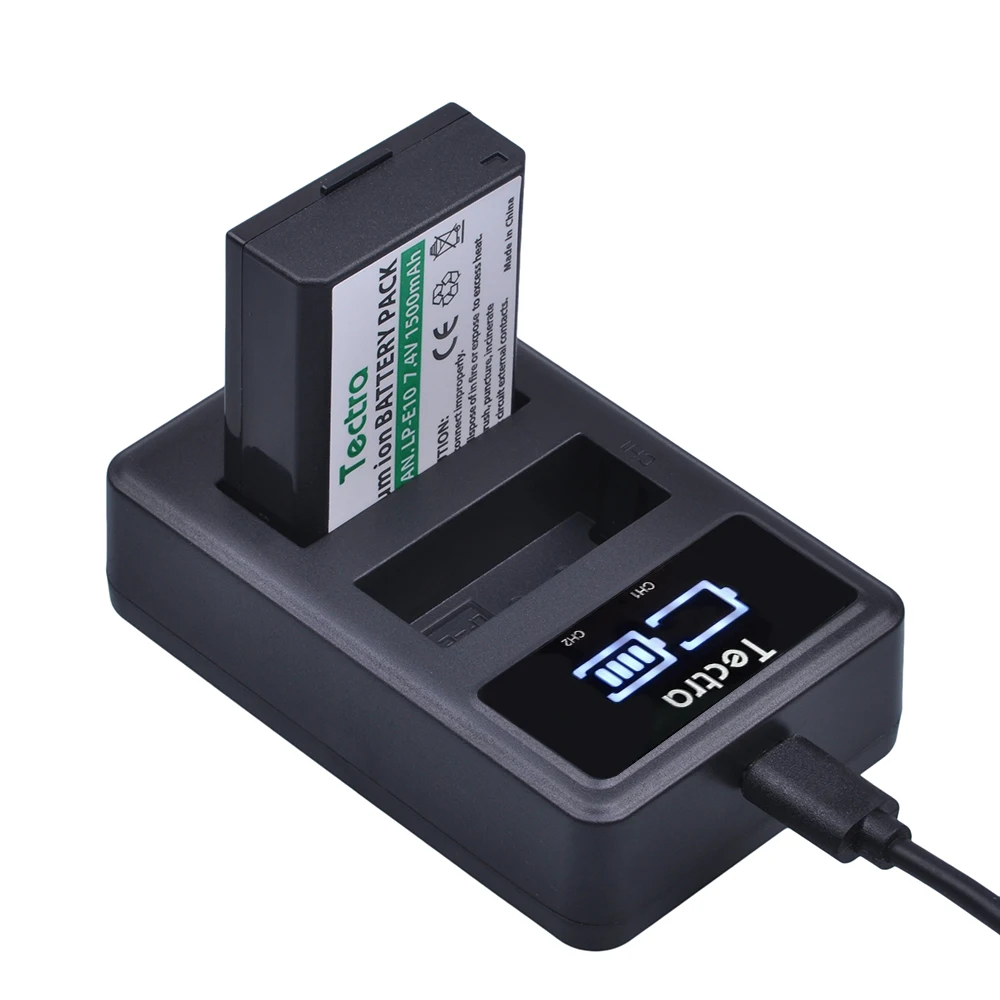 Tectra 3x LP E10 LPE10 аккумулятор + светодиодный дисплей USB двойное зарядное устройство