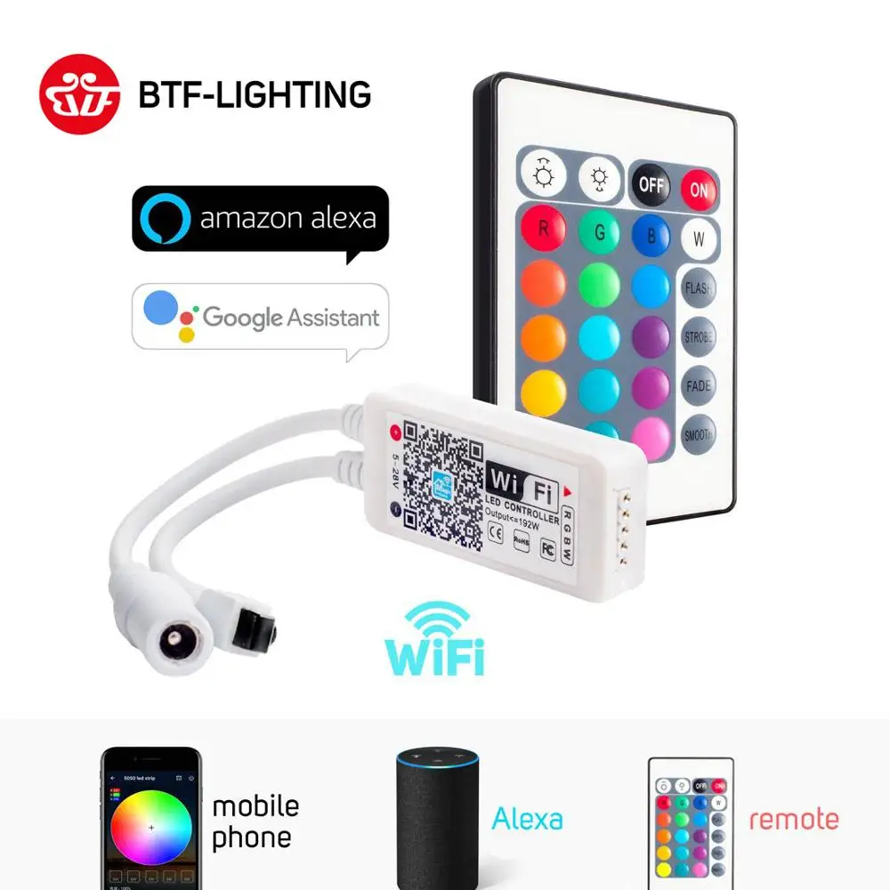 

DC5-28V экшн-камера с Wi-Fi подключением WS2811 WS2812B RGB/RGBW Светодиодная лента светильник Управление; Alexa Google для телефонов IOS и Android APP Bluetooth WiFi Управлен...