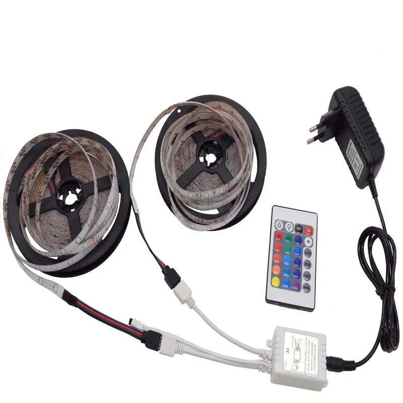 Гибкие светодиодные ленты 12 В rgb 5050 30led/m 10 м 5 Светодиодная лента набор освещения