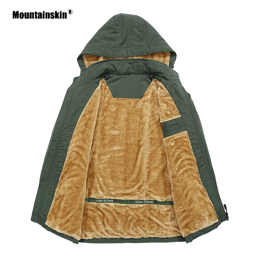 Mountainskin Для мужчин Зимние флисовые спортивные куртки Пеший Туризм с капюшоном ветрозащитный Кемпинг походы Лыжный спорт мужской толстые пальто VA435