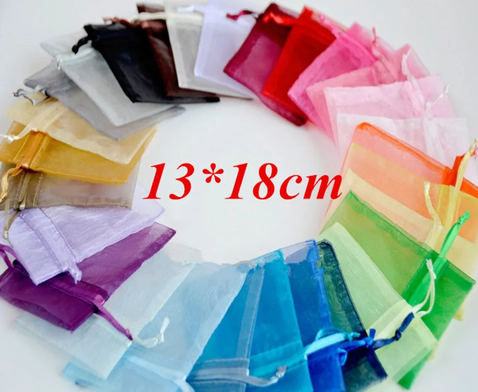 Mix colors Мешок из органзы 13x18 см стенд для ювелирных украшений Чехлы свадебный Рождественский подарок мешочки для украшений и пакетов 100 шт./лот - Цвет: Mix colors