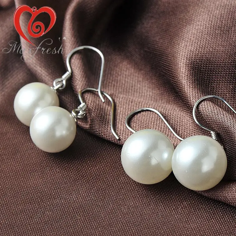 Maxfresh Ball Pearl Earrings 925 Sterling Silver Earings Fashion Jewelry 2017 For Women | Украшения и аксессуары
