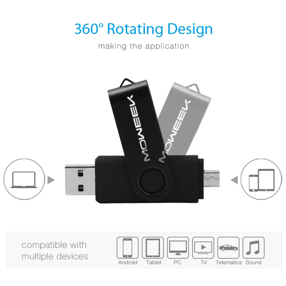 Moweek 2016 модный OTG usb флеш накопитель вращающийся u диск 2 0 флешка 4 ГБ 8 16 32 64 карта