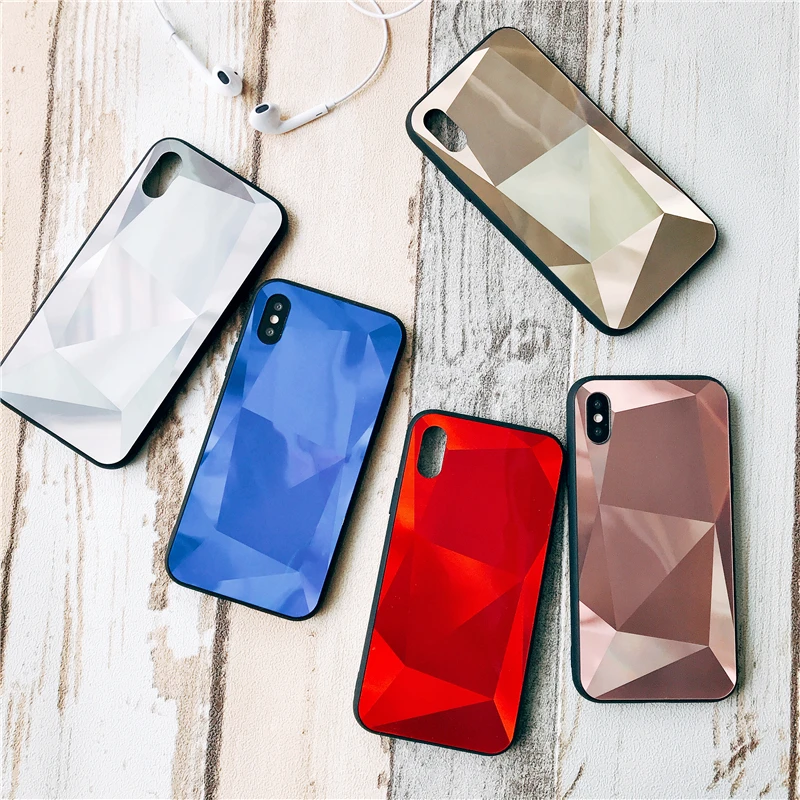 3D Алмазный Блестящий зеркальный чехол для телефона Iphone X XR XS Max Модный яркий 6 6S 7 8