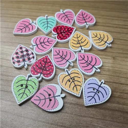 tree leaf 50 шт. смешанные милые Мультяшные животные деревянные пуговицы 2 отверстия Скрапбукинг ремесла DIY Швейные аксессуары украшения принадлежности - Цвет: tree leaf