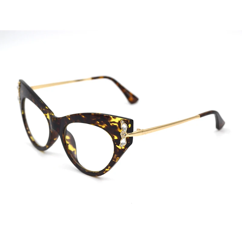 Модные женские очки с кошачьим глазом для близорукости оправа бриллиантами