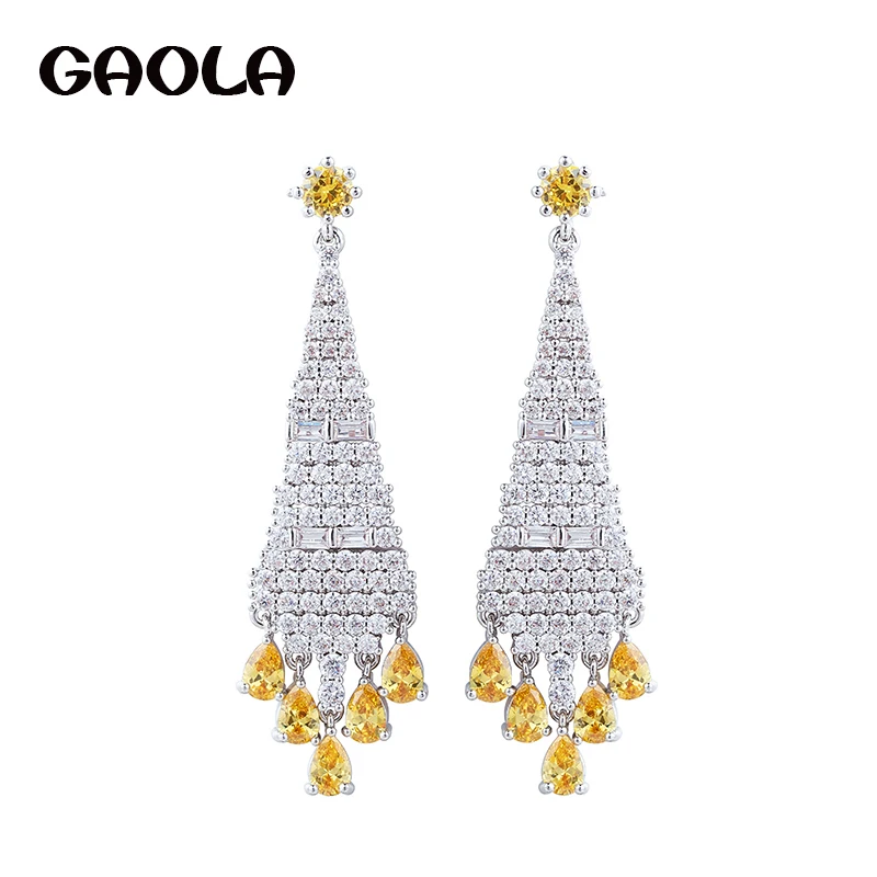GAOLA высокое качество модный дизайн кубический цирконий висячие серьги