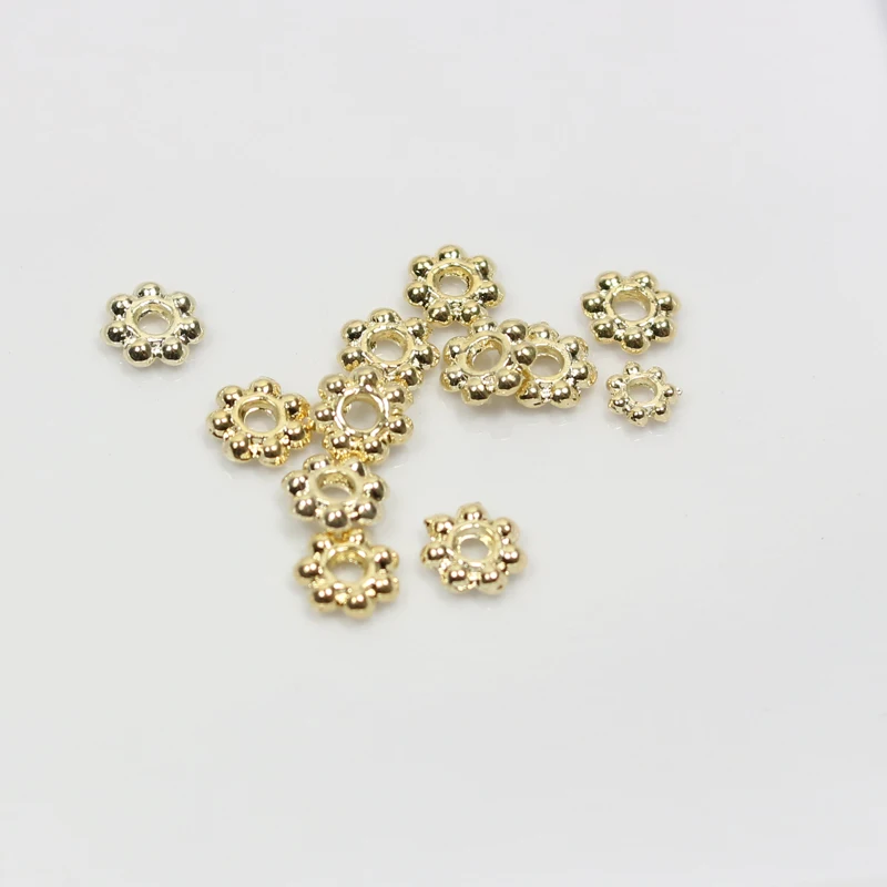 Плавающие разделительные бусины в форме снежинки золотого цвета для