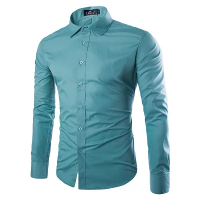 Брендовые белые мужские рубашки с длинным рукавом Chemise Homme модные деловые Дизайнерские Мужские приталенные Рубашки повседневные рубашки Camisa Social - Цвет: Gray green