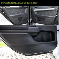 teeze 4pcs new interior carbon fiber doors side edge anti kick protection pad sticker for mitsubishi lancer ex 2010 2015