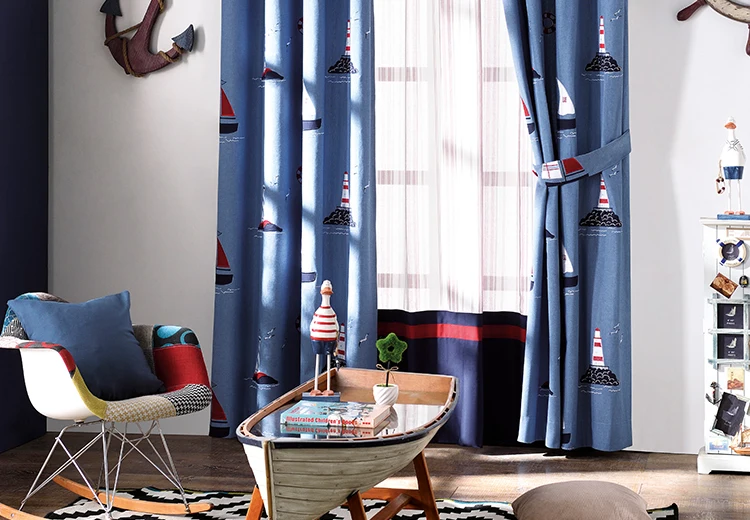 Затеняющие шторы с мультяшным рисунком парусного судна занавески для гостиной