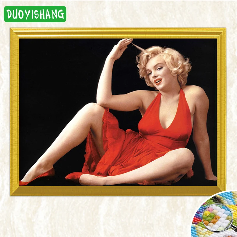 Sexy Marilyn Monroe Dressed in Red 5D DIY Diamond Painting Full Square Embroidery Sale Mosaic Rhinestones | Дом и сад