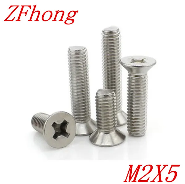 

1000pcs/lot DIN965 Stainless Steel 304 M2*5 Flat Head Phillips Countersunk Head machine screw