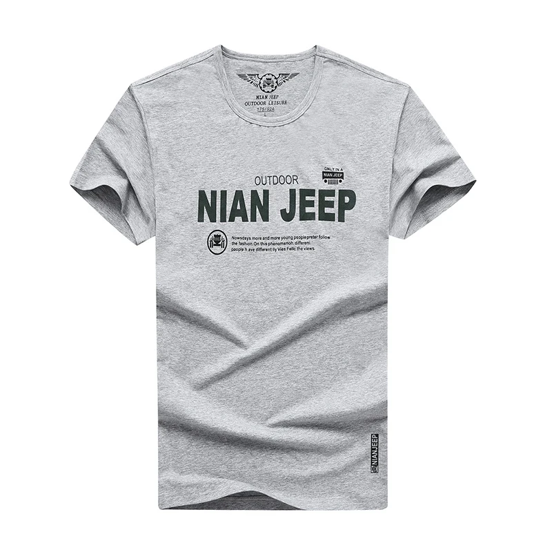Футболка NIANJEEP мужская с круглым вырезом тенниска из 95% хлопка Спортивная майка