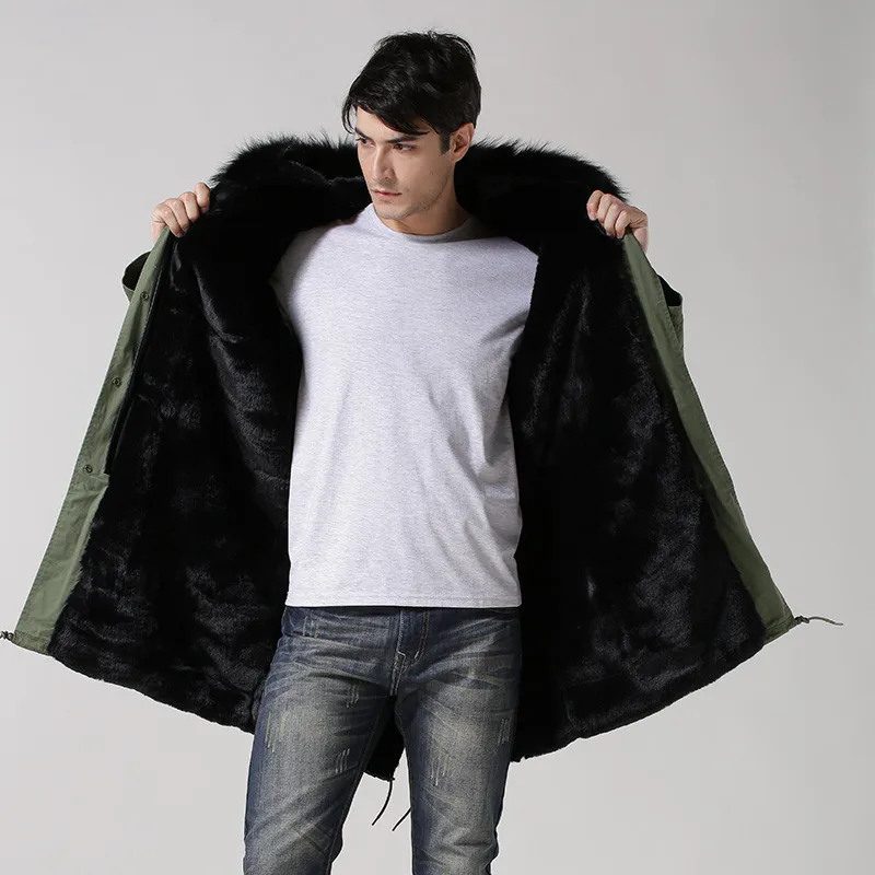 Куртка мужская длинная пальто болотного цвета с большим воротником из