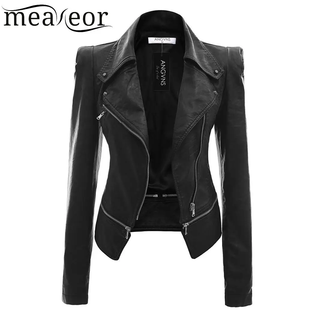 Meaneor стильные женские пальто на плечо из искусственной кожи женская верхняя