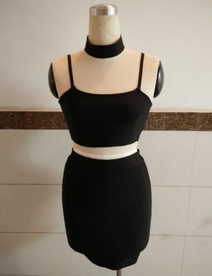 Женщины Платья Повязки 2017 Лето 2 Шт. Набор Растениеводство Топ мини-Платье Без