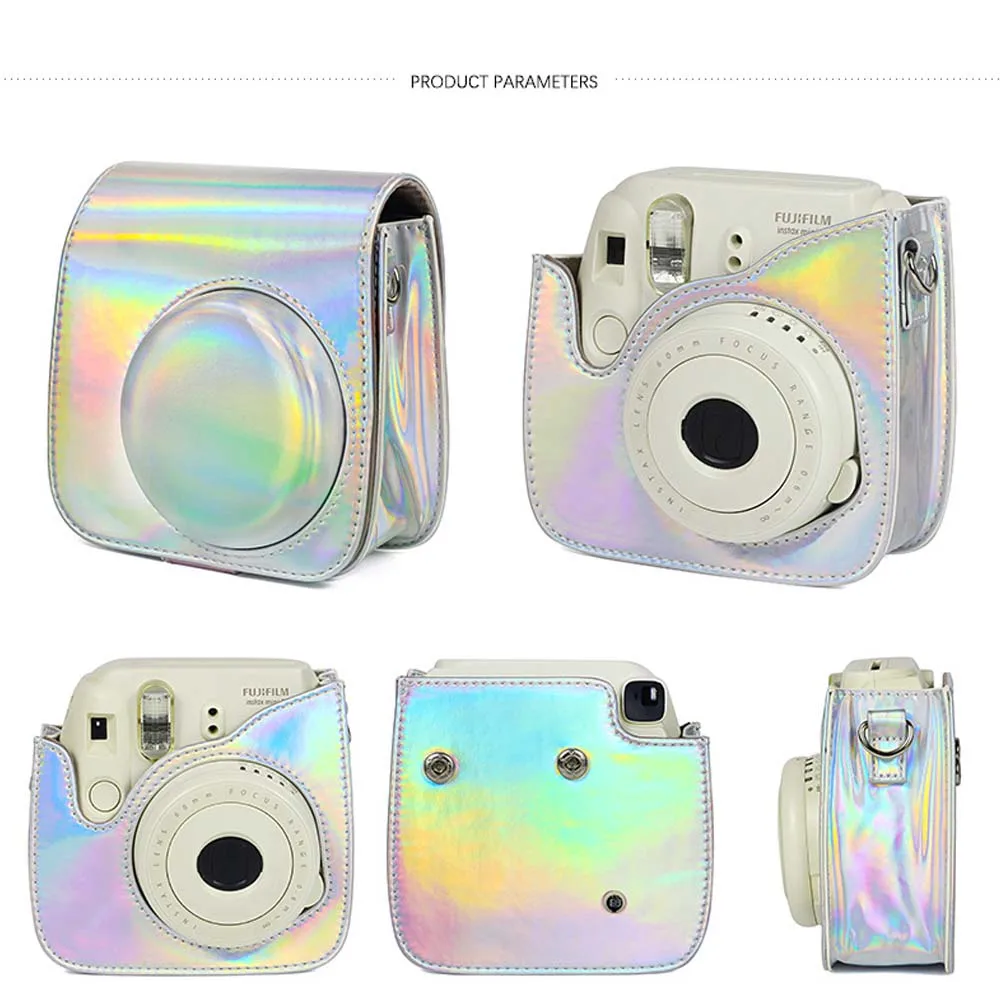JINSERTA из искусственной кожи чехол сумка для Fujifilm Instax Mini 9 Mini 8 камера голографическая сияющая Лазерная мгновенная камера плечевой ремень