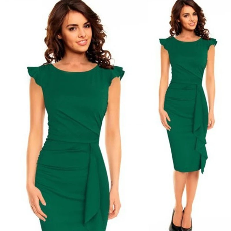 Летнее женское элегантное Плиссированное драпированное платье с рюшами