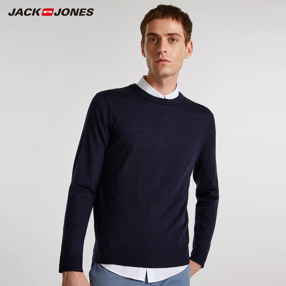 Jack Jones осень зима новый мужской круглый вырез шерстяной свитер | 218324540|Джемперы|