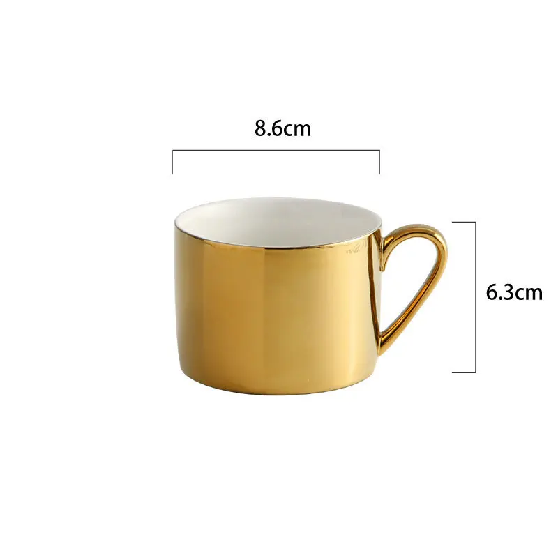 Golden coffee cup Золотой творческий набор в скандинавском стиле, покрытие керамики, костяного фарфора, чашка для кофе и молока с ложкой для посуды, высококачественный подарок на день рождения и любовь - Цвет: Golden coffee cup