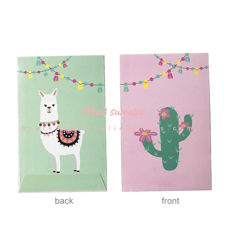 llama cutlery bag Llama вечерние сумка для посуды кактус Альпака бумажные мешочки для вечеринки перед рождением ребенка Fiesta Дети День рождения принадлежности Посуда - Цвет: llama cutlery bag