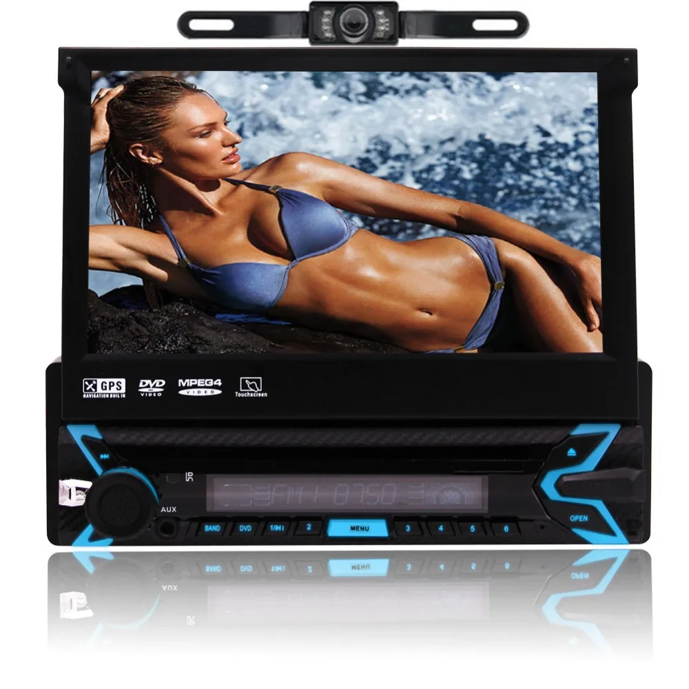 Аудио в тире один Din Bluetooth DVD/CD/MP3/USB/SD/AM/FM приемник моторизованный 7 &quotсенсорный