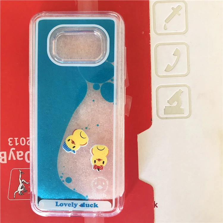 Струящаяся жидкость Милая желтая утка мягкие ТПУ чехлы для Samsung Galaxy S9 S10 Plus S10e iPhone