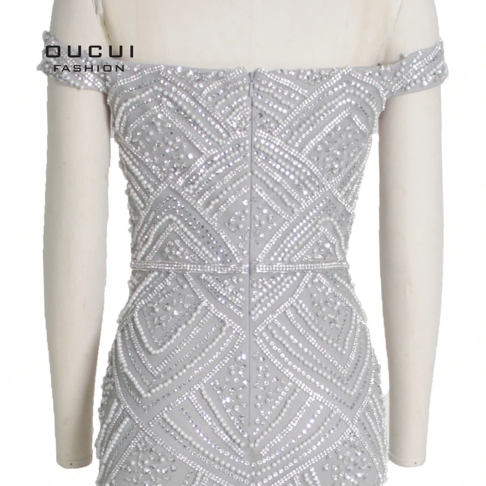 Oucui Дубай Серебряное роскошное Сексуальное Милое вечернее платье с открытыми