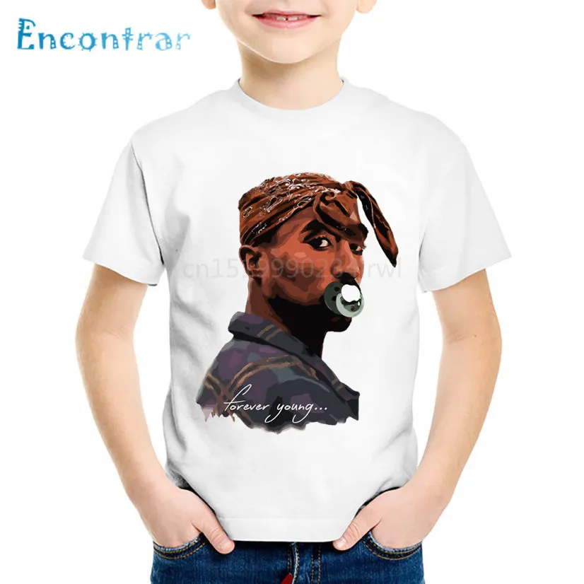 Модные детские футболки с принтом Tupac 2pac летние в стиле хип хоп короткими