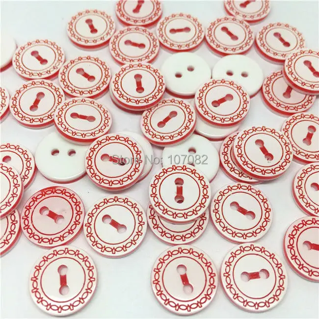 

100pcs 13mm Red Laser Flowers Round Resin Buttons With 2 Holes Sewing Clothing Baby Fancy Button Craft Accessories Scrapbooking