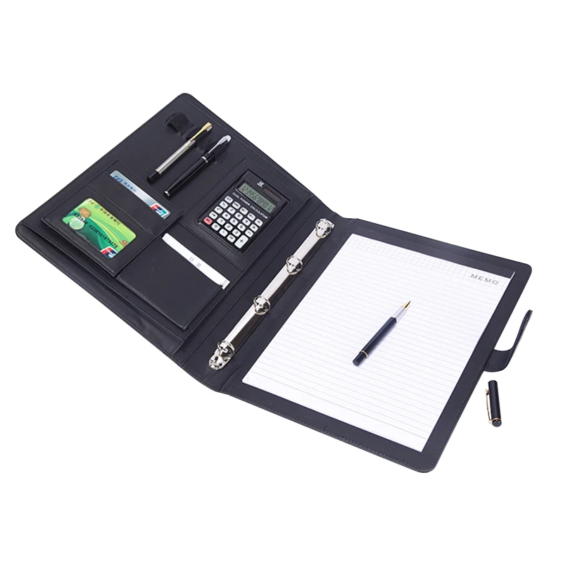 8 пакетов папка для файлов A4 PU кольцо Binder дисплей книга папки с калькулятором