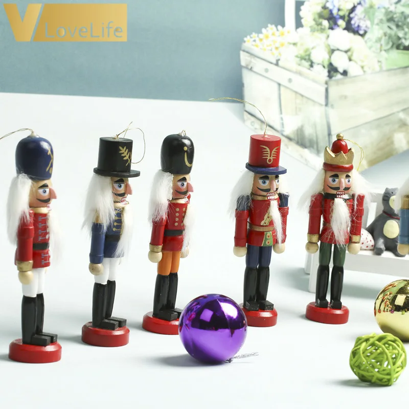 6Pcs Wooden Nutcracker Figurines Puppets Figures Dolls Christmas Tree Ornaments Xmas Gifts for Home Table Decorations | Дом и сад